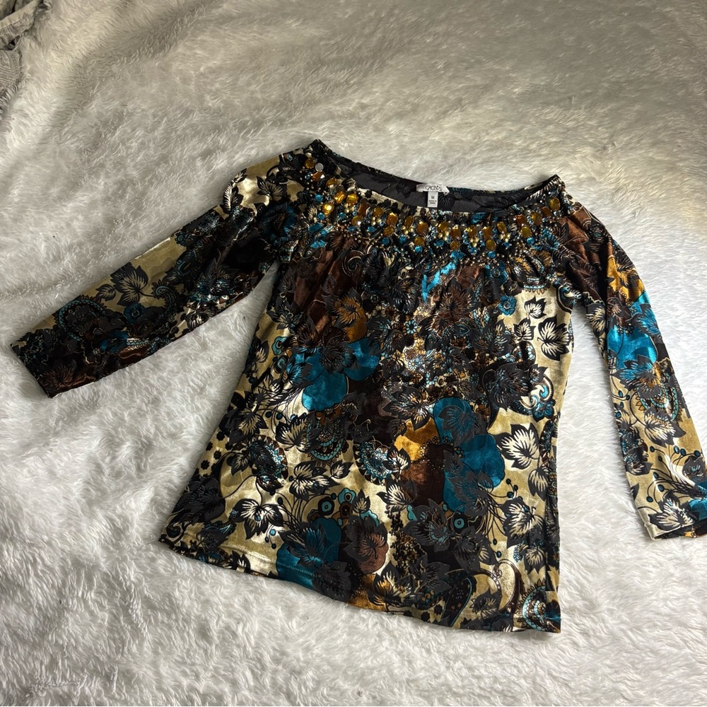 VTG CACHÉ Velvet Bornout with beaded embellishments3/4 Sleeves
Floral Print M